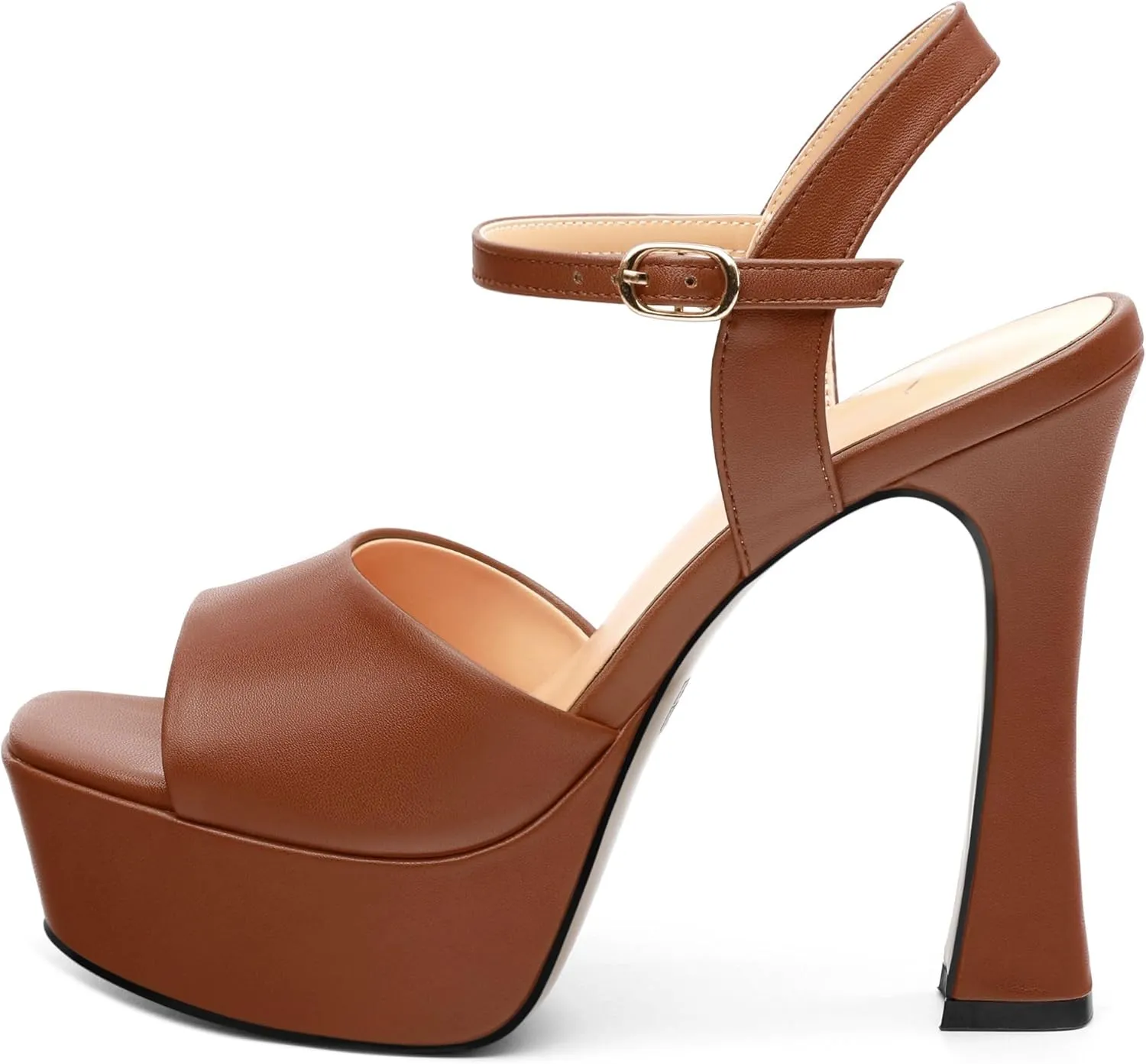 Platform High Heels for Women, Chunky Heels Sandals for Women Comfy Square Open Toe Ankle Strap Stylish Heeled Sandals Party Prom Wedding Dress Pumps Shoes 4.7 Inch