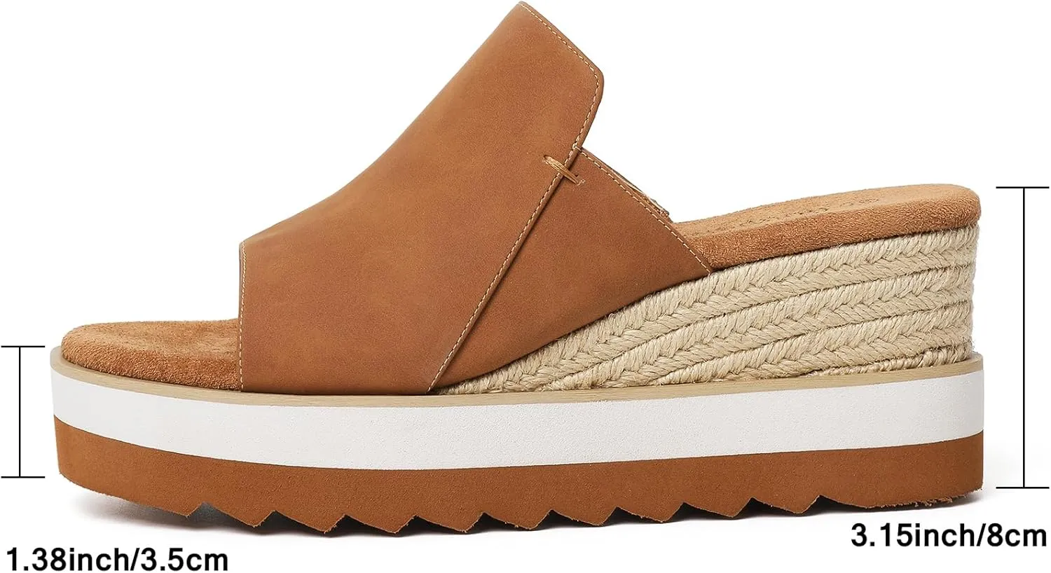 Platform Sandals Espadrilles Mules for Women Wedge Open Toe Slip On Sandals Raffia Womens Sandals Shoes for Summer Vacation Beach Casual