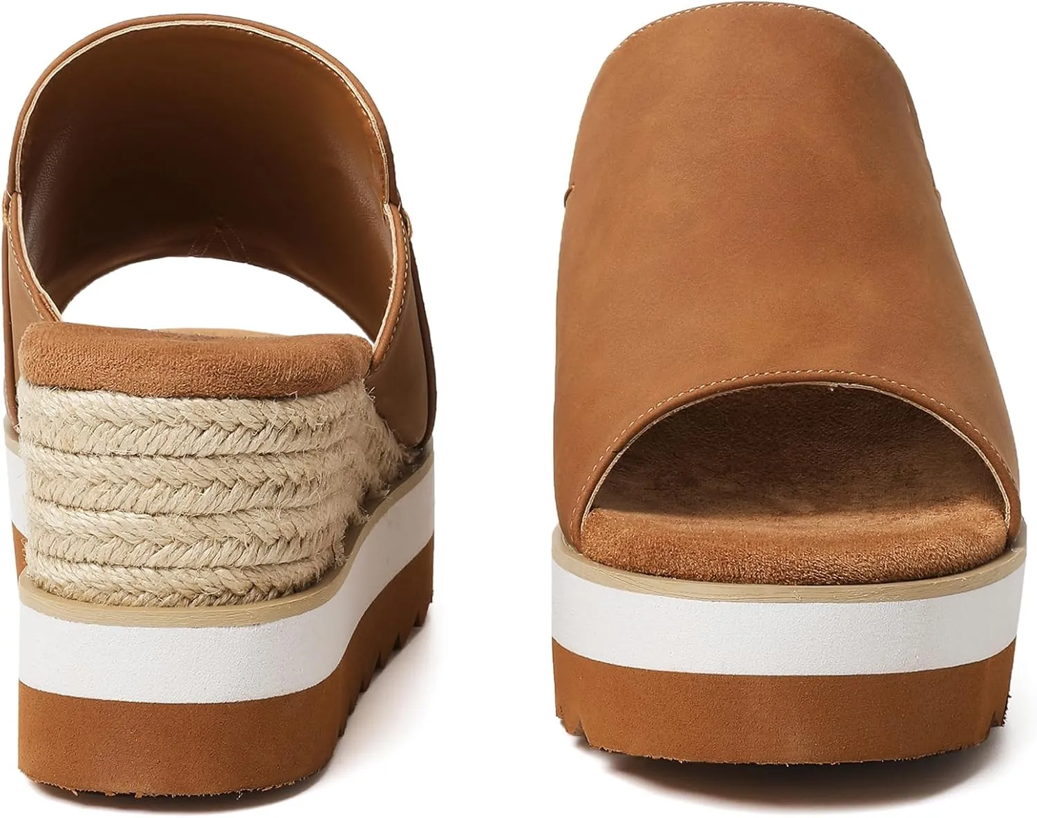 Platform Sandals Espadrilles Mules for Women Wedge Open Toe Slip On Sandals Raffia Womens Sandals Shoes for Summer Vacation Beach Casual