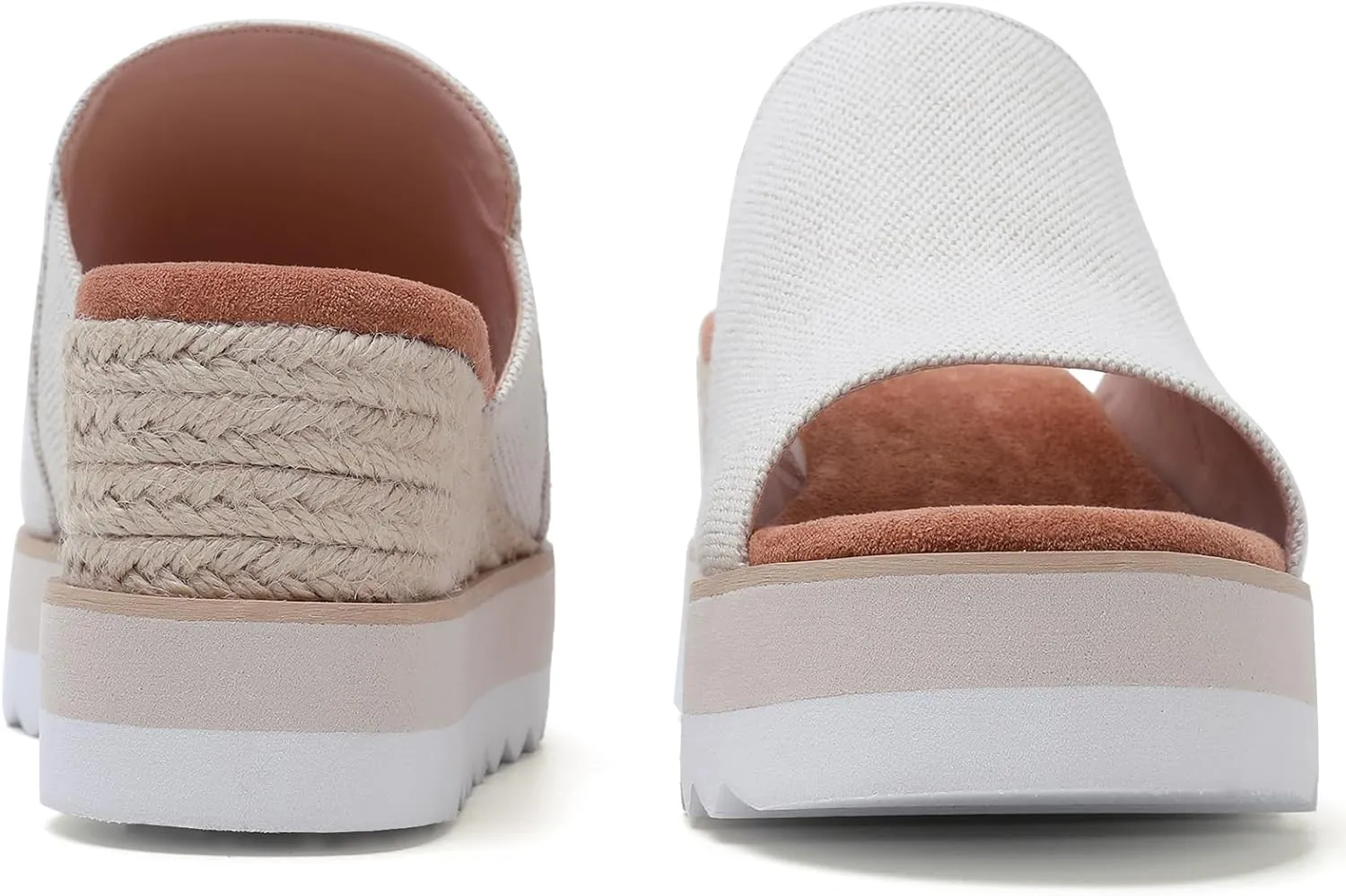 Platform Sandals Espadrilles Mules for Women Wedge Open Toe Slip On Sandals Raffia Womens Sandals Shoes for Summer Vacation Beach Casual