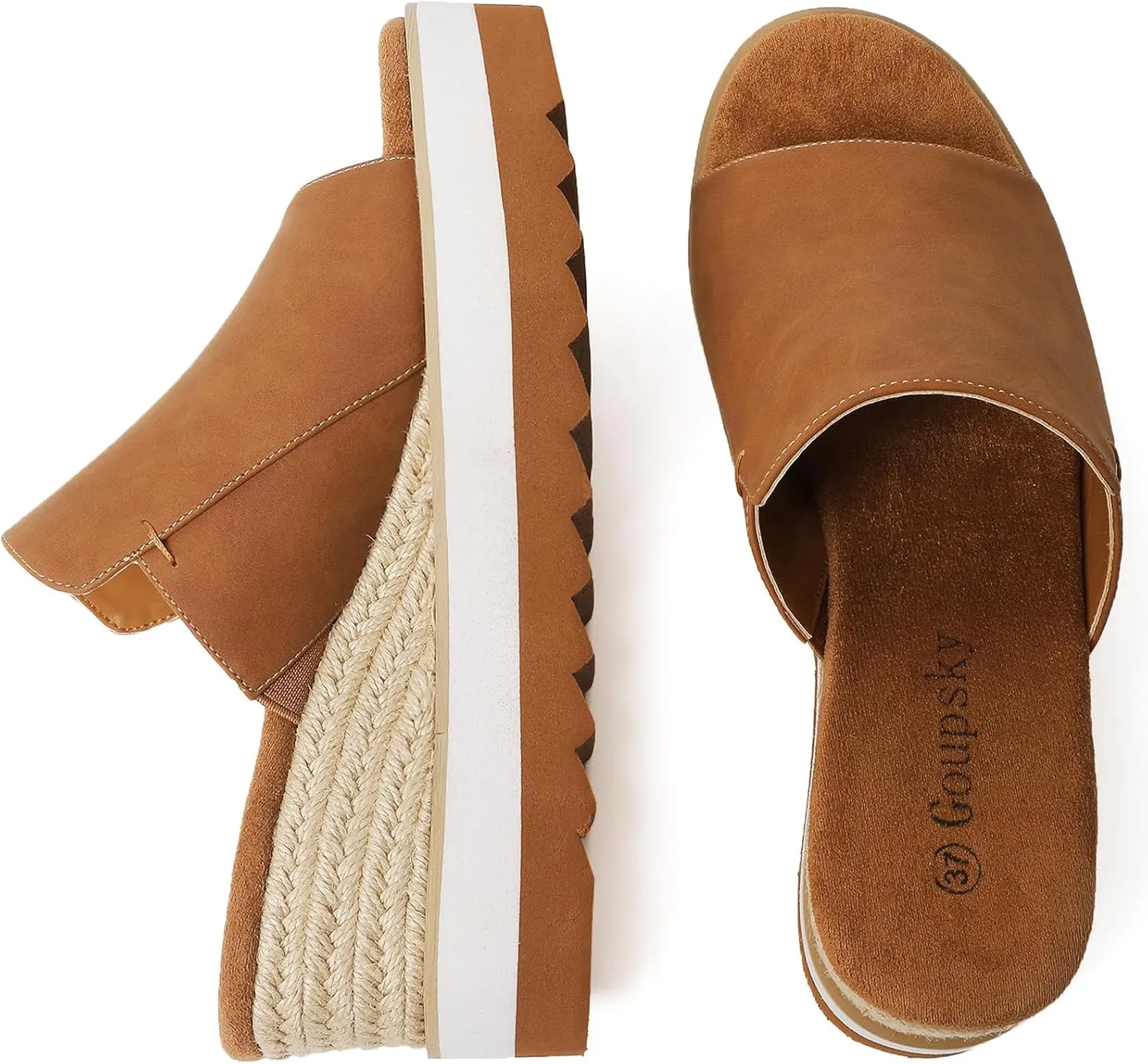 Platform Sandals Espadrilles Mules for Women Wedge Open Toe Slip On Sandals Raffia Womens Sandals Shoes for Summer Vacation Beach Casual
