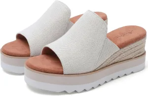 Platform Sandals Espadrilles Mules for Women Wedge Open Toe Slip On Sandals Raffia Womens Sandals Shoes for Summer Vacation Beach Casual