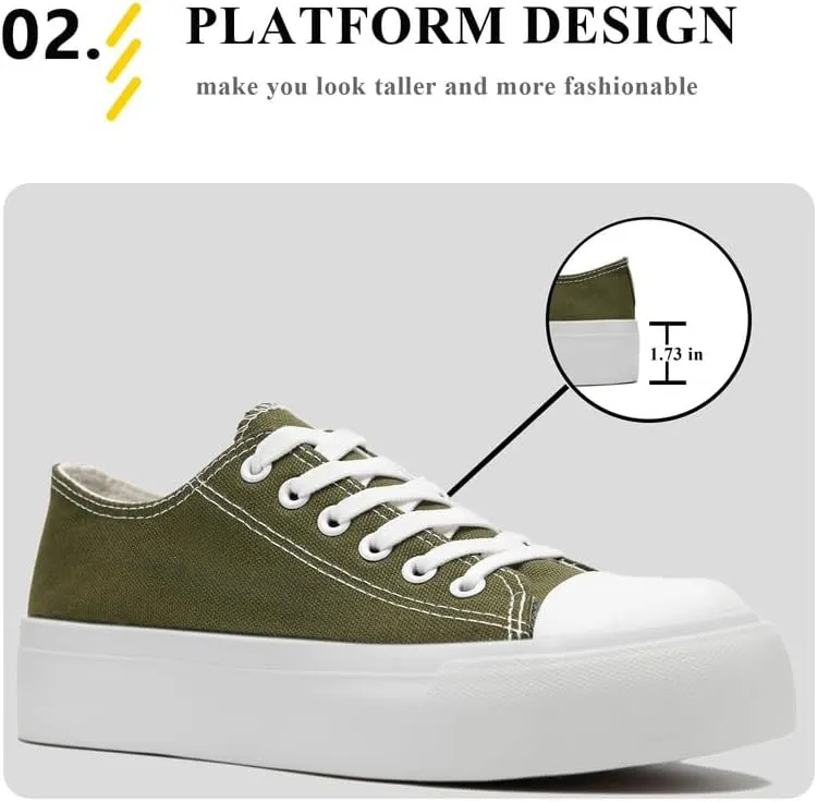 Platform Sneakers for Women Men Low Top Canvas Shoes for Women Classic Lace Up Canvas Platform Shoes Casual Tennis Walking Sneakers