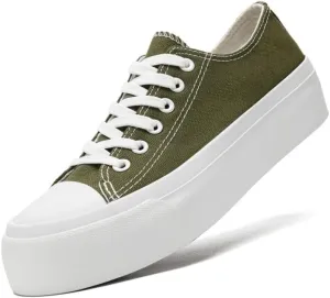 Platform Sneakers for Women Men Low Top Canvas Shoes for Women Classic Lace Up Canvas Platform Shoes Casual Tennis Walking Sneakers