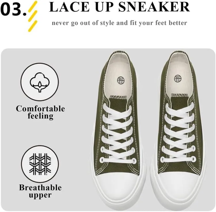 Platform Sneakers for Women Men Low Top Canvas Shoes for Women Classic Lace Up Canvas Platform Shoes Casual Tennis Walking Sneakers