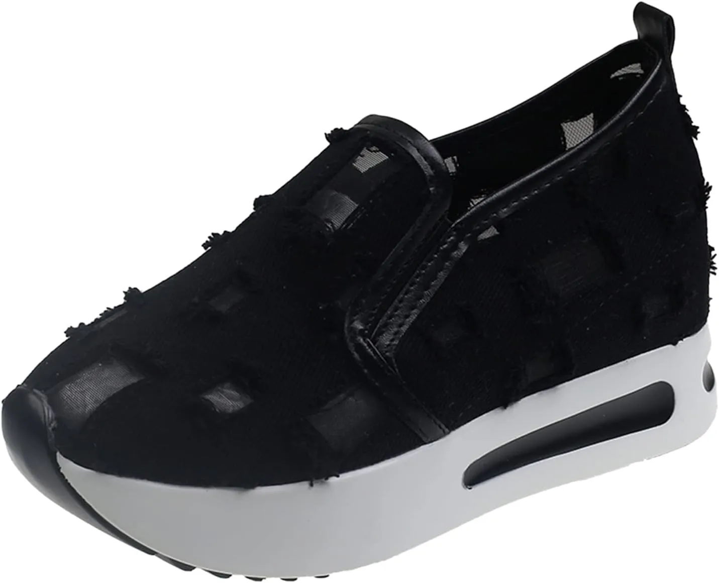 Platform Wedge Sneakers for Women Floral Embroidery Tennis Shoes Sheer Mesh High Heel Slip on Loafers Breathable Chunky Sole Sneaker Dressy Casual Shoes Comfortable Walking Shoe