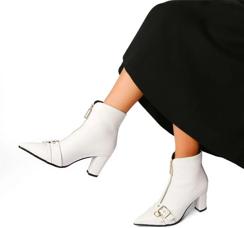 Pointed Toe Kitten Heel Boots For Women Black Booties For Women Rivets Ankle Boot Fashion Shoes