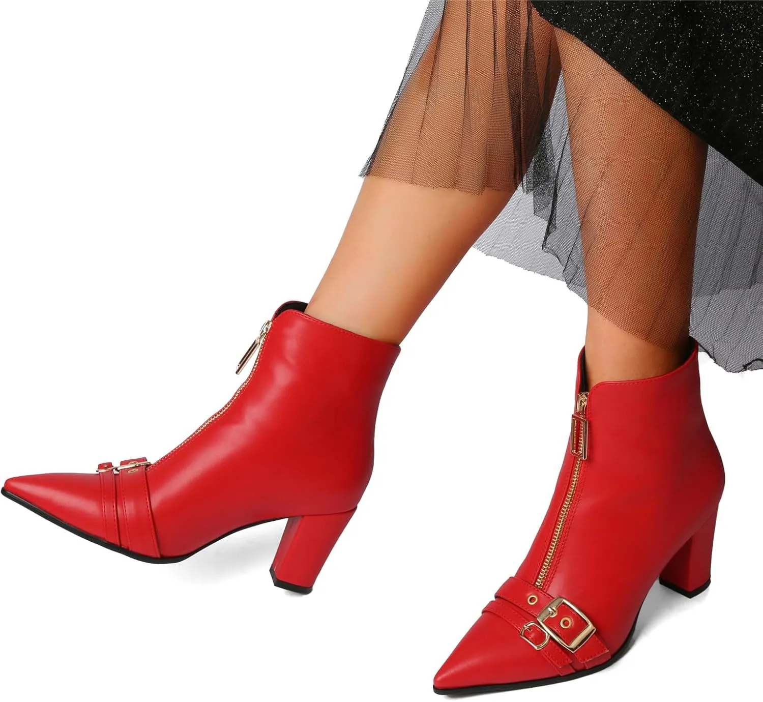 Pointed Toe Kitten Heel Boots For Women Black Booties For Women Rivets Ankle Boot Fashion Shoes