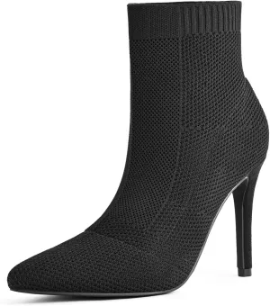 Pointed Toe Stiletto Ankle Boots for Women Trendy 4 in High Heel Sock booties