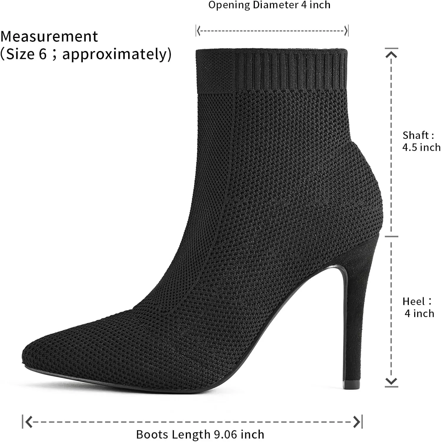 Pointed Toe Stiletto Ankle Boots for Women Trendy 4 in High Heel Sock booties