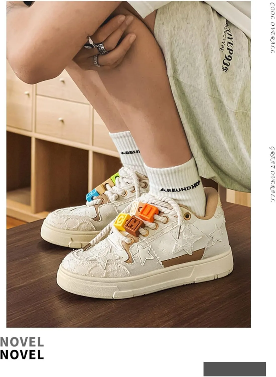 Premium Leather Y2K Retro Star Pattern Sneakers for Casual Wear with Comfortable Fit and Non-Slip Sole
