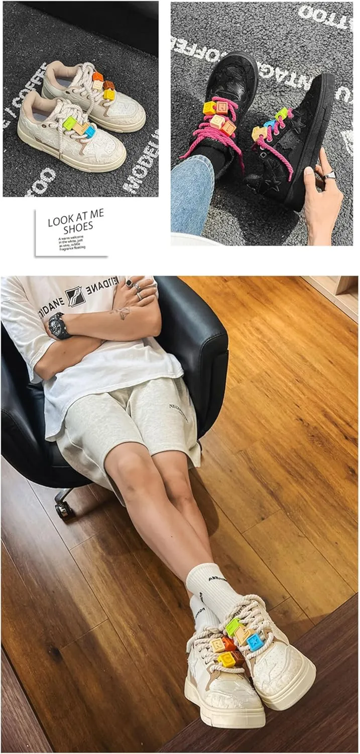 Premium Leather Y2K Retro Star Pattern Sneakers for Casual Wear with Comfortable Fit and Non-Slip Sole