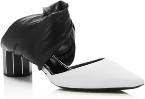 Proenza Schouler Womens Black Color Blocked Knotted Pointy Toe Slip On Leather Heeled Mules Shoes 38