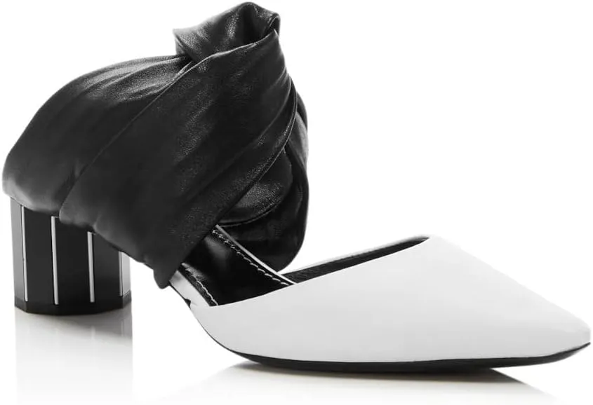 Proenza Schouler Womens Black Color Blocked Knotted Pointy Toe Slip On Leather Heeled Mules Shoes 38