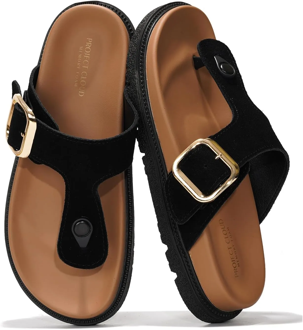 Project Cloud 100% Genuine Suede Upper Platform Sandals Women Summer Dress Slippers Women Fashion Thong Womens Sandals Memory Foam Vegan Insoles Womens Fashion Beach Essentials (Freida)