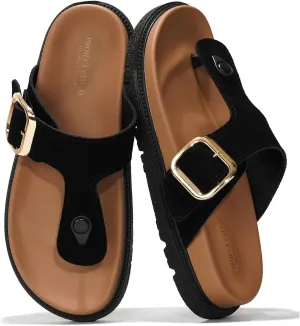 Project Cloud 100% Genuine Suede Upper Platform Sandals Women Summer Dress Slippers Women Fashion Thong Womens Sandals Memory Foam Vegan Insoles Womens Fashion Beach Essentials (Freida)