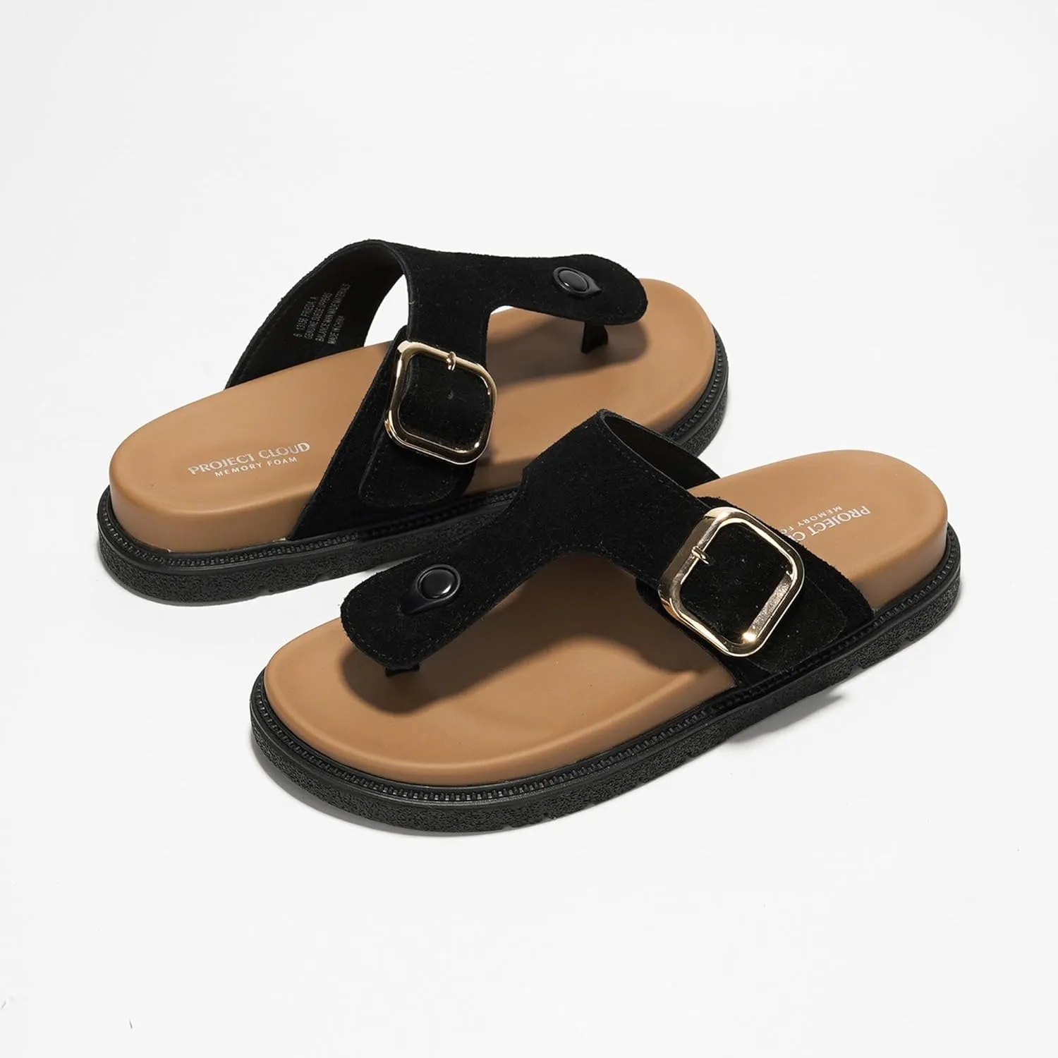Project Cloud 100% Genuine Suede Upper Platform Sandals Women Summer Dress Slippers Women Fashion Thong Womens Sandals Memory Foam Vegan Insoles Womens Fashion Beach Essentials (Freida)