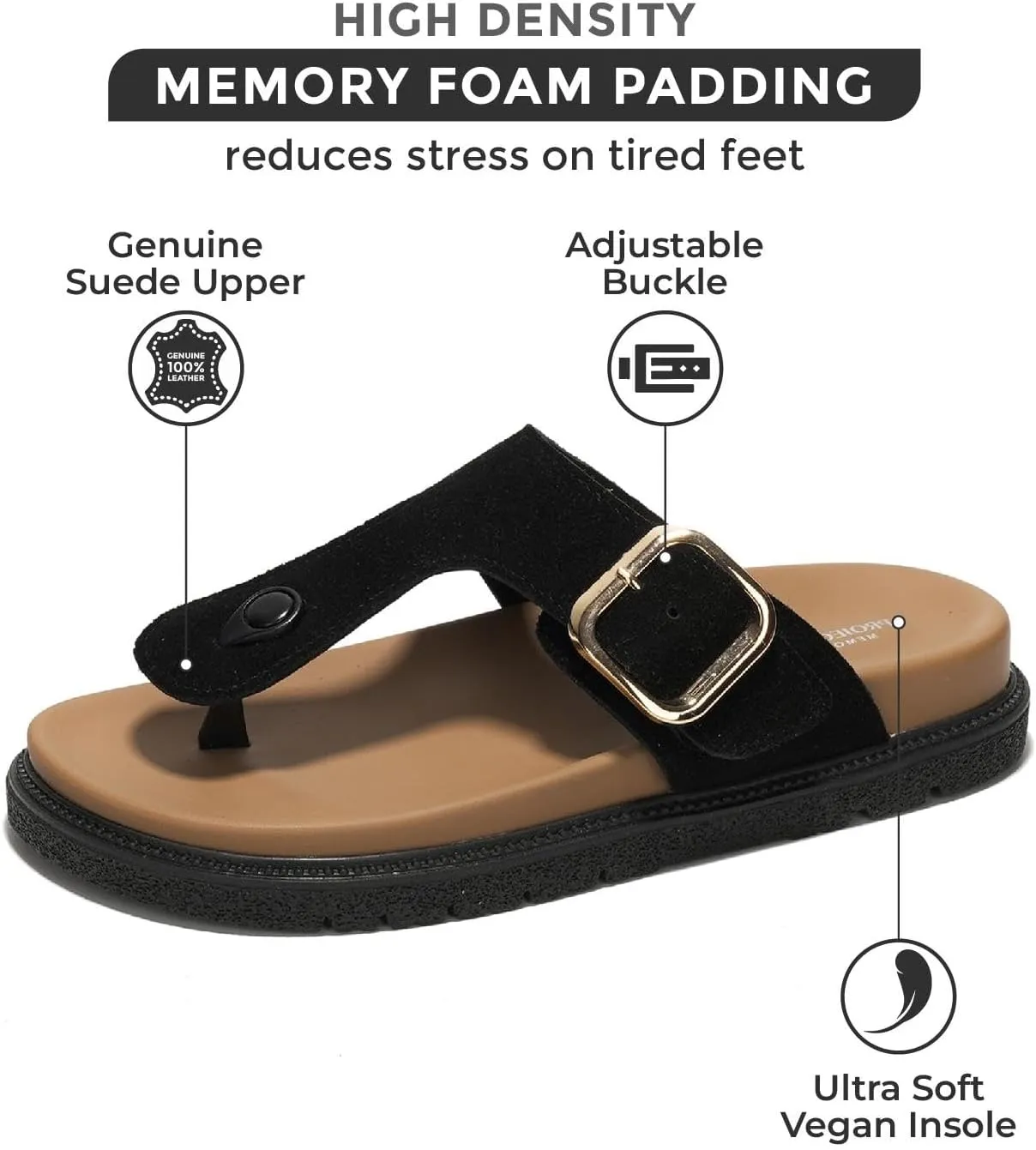 Project Cloud 100% Genuine Suede Upper Platform Sandals Women Summer Dress Slippers Women Fashion Thong Womens Sandals Memory Foam Vegan Insoles Womens Fashion Beach Essentials (Freida)