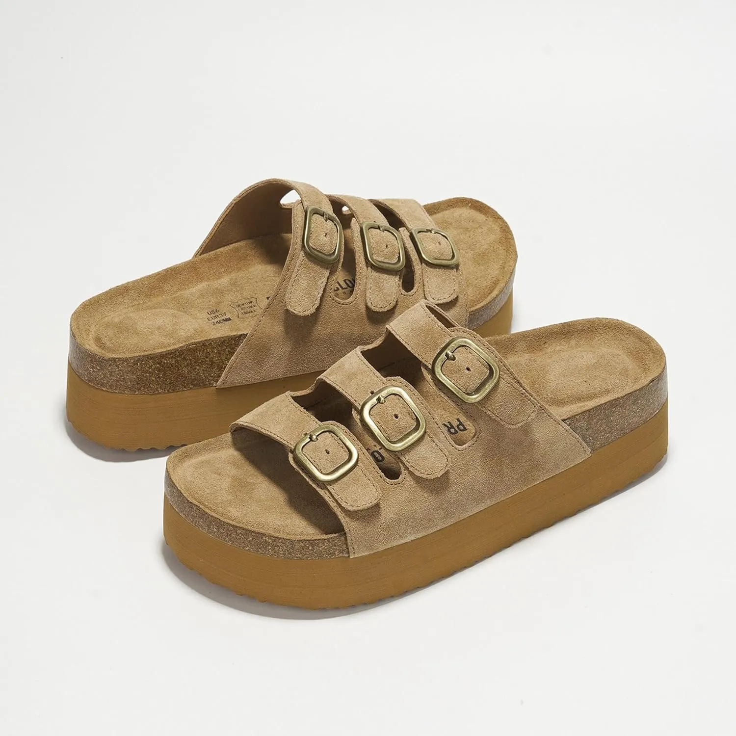 Project Cloud Genuine Suede Platform Sandals Women Footwear - Comfortable Wedges with Memory Foam Insole - Non Slip 3-Strap Summer Sandals for Women 2025 (Dyan)