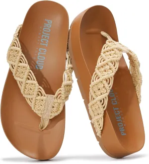 Project Cloud Slide Sandals Women Footwear with Memory Foam Insole - Lightweight Two-strap and Crochet Strap Non-Slip Platform Slides - Summer Sandals for Women 2025