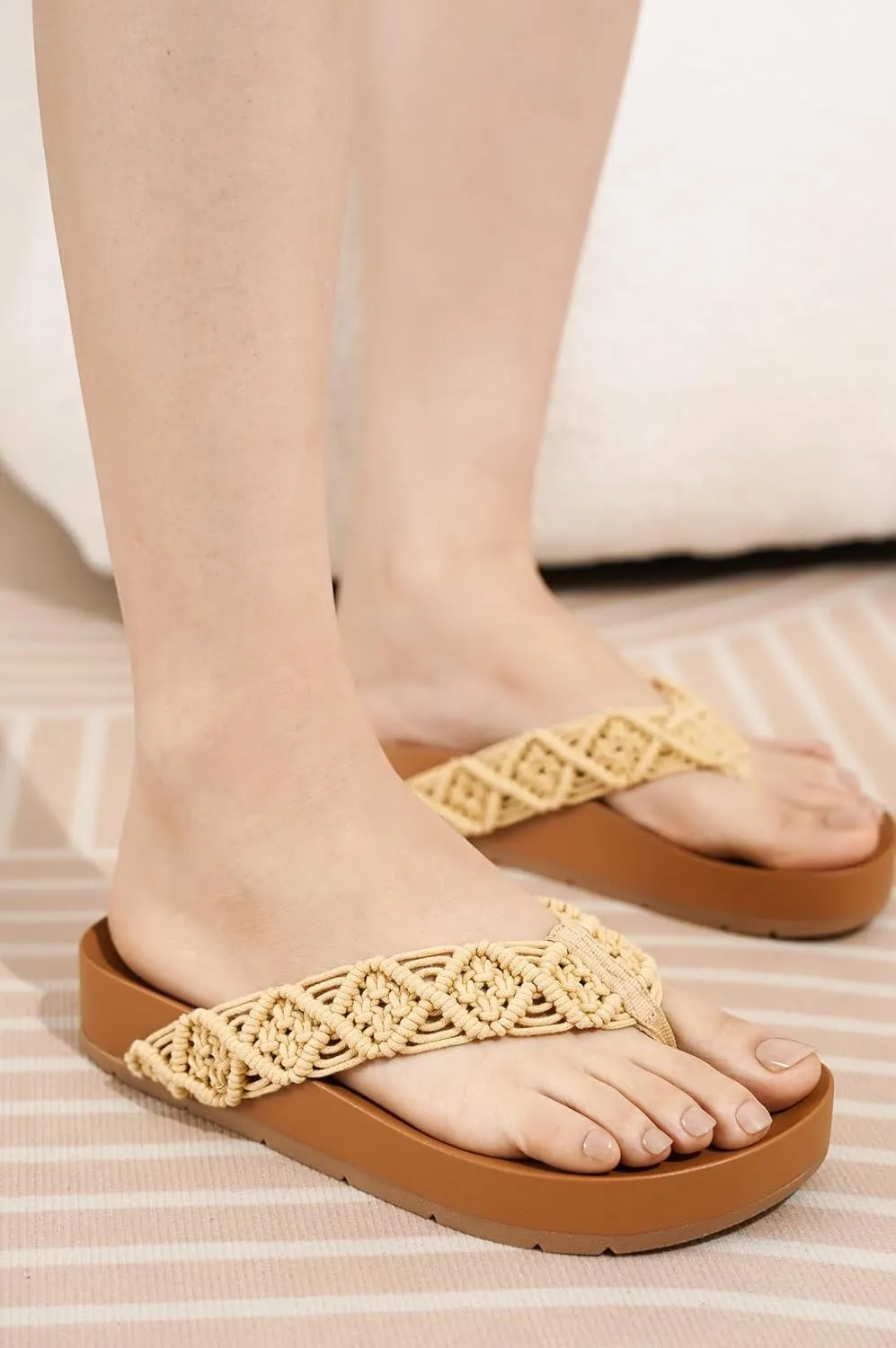 Project Cloud Slide Sandals Women Footwear with Memory Foam Insole - Lightweight Two-strap and Crochet Strap Non-Slip Platform Slides - Summer Sandals for Women 2025
