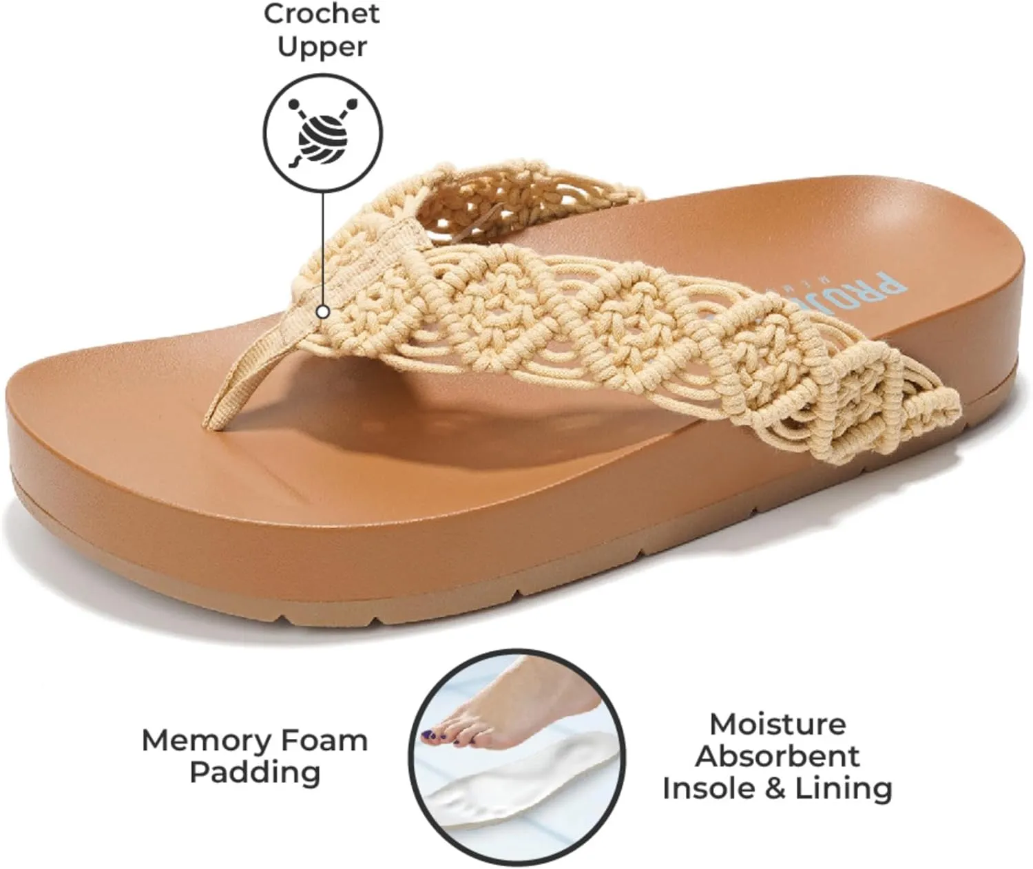 Project Cloud Slide Sandals Women Footwear with Memory Foam Insole - Lightweight Two-strap and Crochet Strap Non-Slip Platform Slides - Summer Sandals for Women 2025