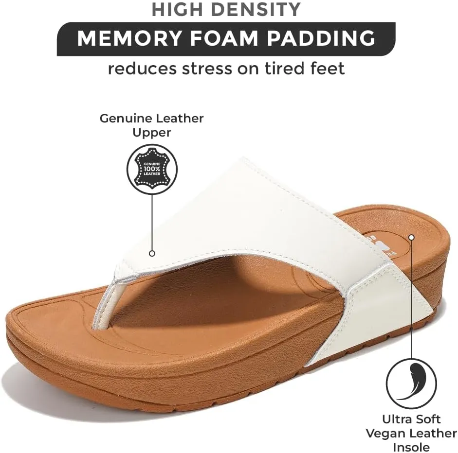 Project Cloud Womens Thong Comfortable Memory Foam Platform Sandals & Flip flops Non Slip Footwear, Leather Sandals for Women 2025 (Arlee)