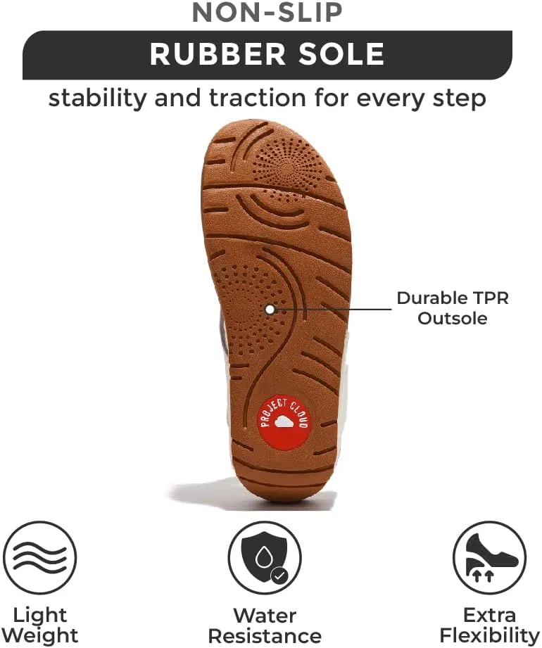 Project Cloud Womens Thong Comfortable Memory Foam Platform Sandals & Flip flops Non Slip Footwear, Leather Sandals for Women 2025 (Arlee)