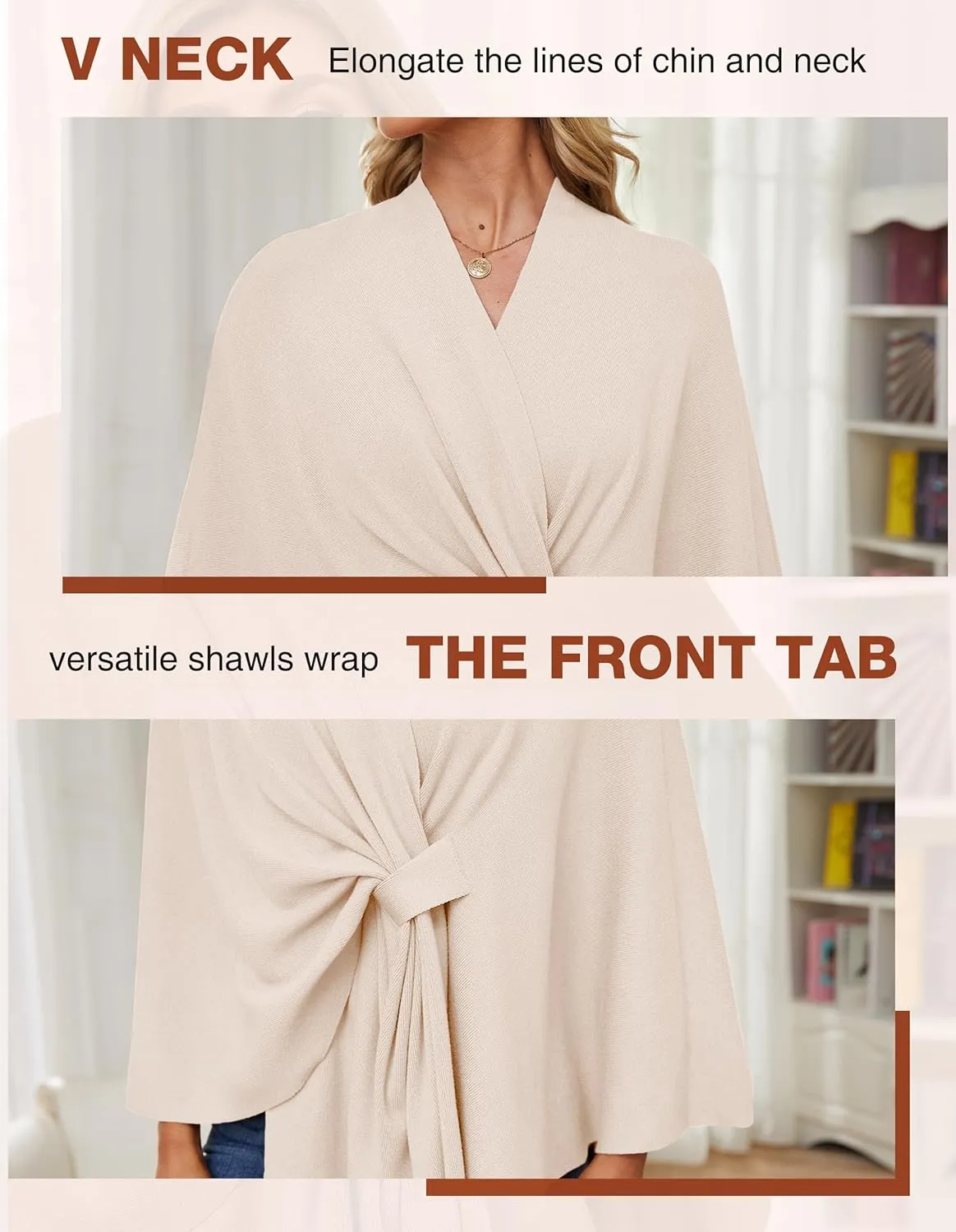 PULI Women's Elegant Shawl Wraps Soft Open Front Poncho Sweater for Spring Fall Winter