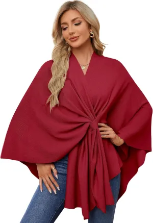 PULI Women's Elegant Shawl Wraps Soft Open Front Poncho Sweater for Spring Fall Winter