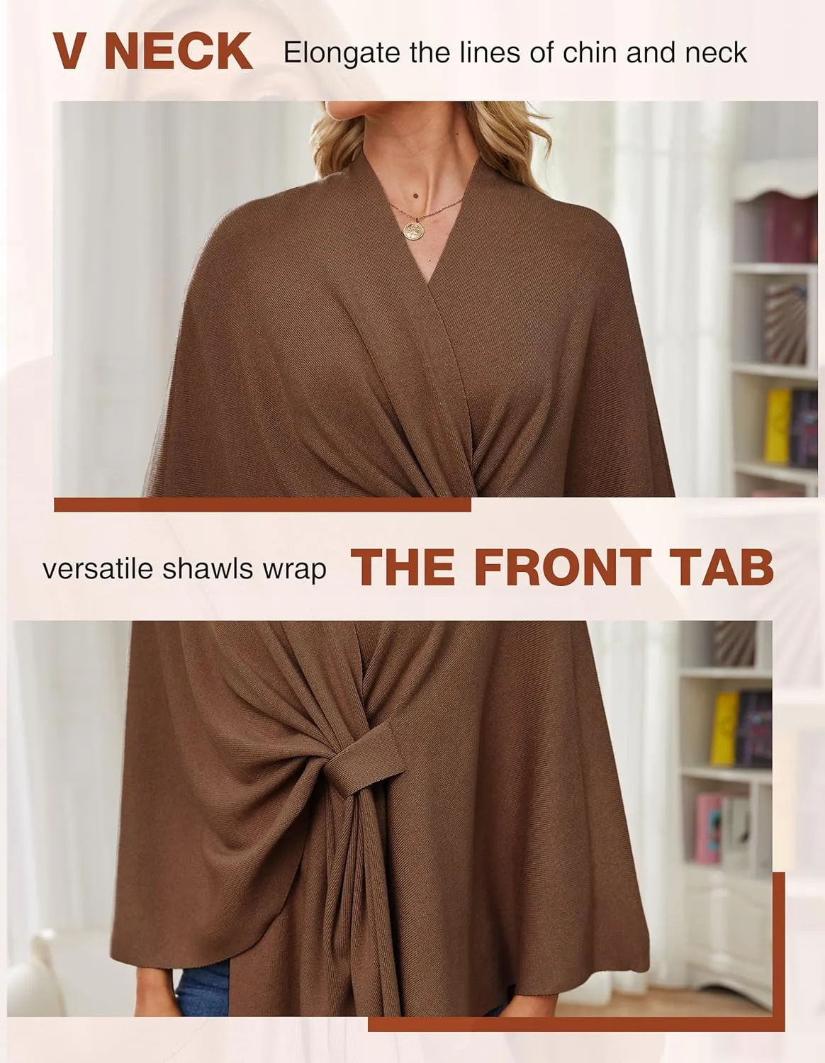 PULI Women's Elegant Shawl Wraps Soft Open Front Poncho Sweater for Spring Fall Winter