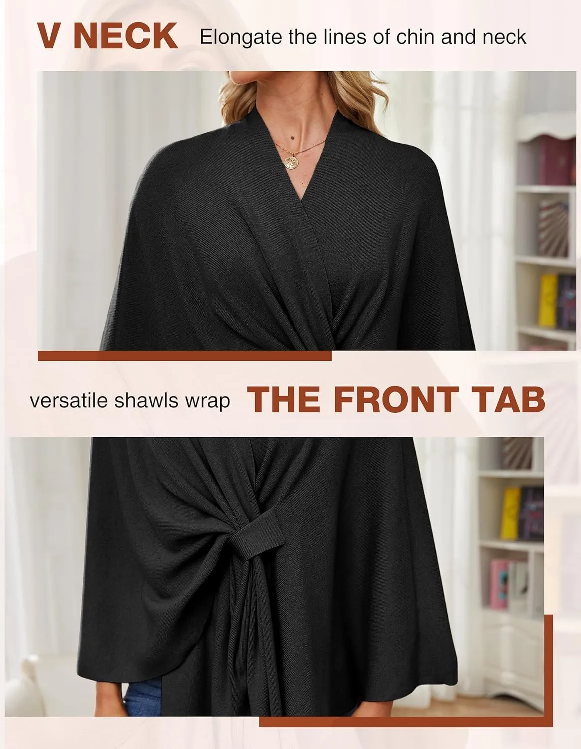 PULI Women's Elegant Shawl Wraps Soft Open Front Poncho Sweater for Spring Fall Winter