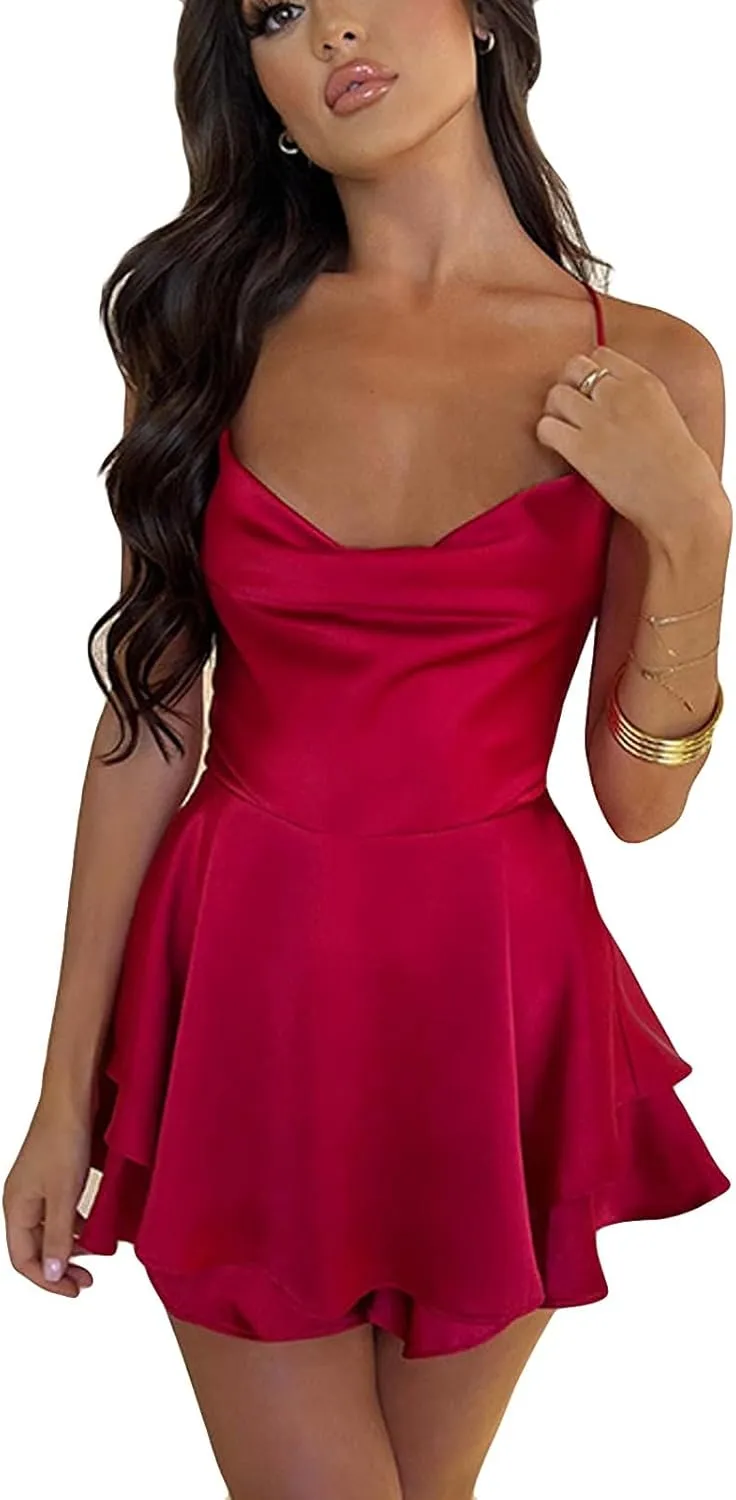 PVTOSD Women's Summer Dresses 2025 Fashion O-Neck Sexy Sleeveless Camisole Party Dress, S-L