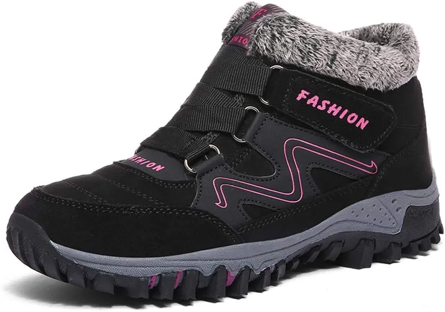 Qiucdzi Womens Winter Snow Boots Warm Fur Lined Anti-Slip Ankle Booties Outdoor Walking Shoes Non-Slip Trekking Shoes