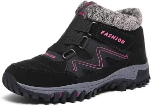 Qiucdzi Womens Winter Snow Boots Warm Fur Lined Anti-Slip Ankle Booties Outdoor Walking Shoes Non-Slip Trekking Shoes