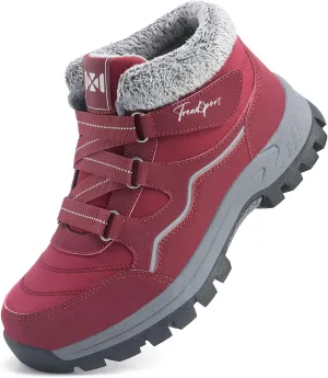 Qiucdzi Womens Winter Snow Boots Warm Fur Lined Anti-Slip Ankle Booties Walking Shoes Non-Slip Outdoor Trekking Shoes
