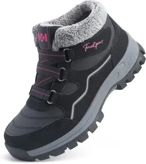 Qiucdzi Womens Winter Snow Boots Warm Fur Lined Anti-Slip Ankle Booties Walking Shoes Non-Slip Outdoor Trekking Shoes