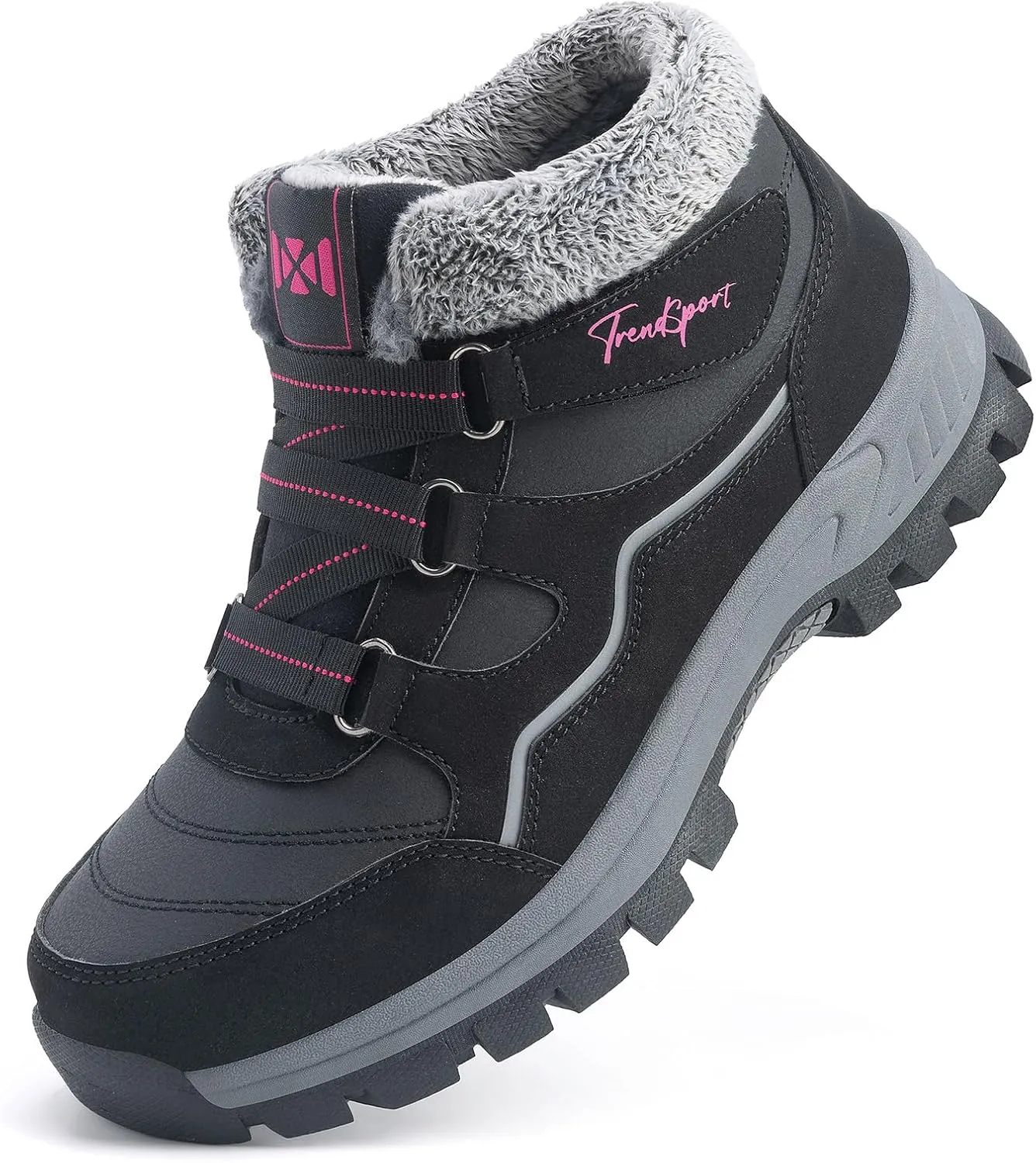 Qiucdzi Womens Winter Snow Boots Warm Fur Lined Anti-Slip Ankle Booties Walking Shoes Non-Slip Outdoor Trekking Shoes