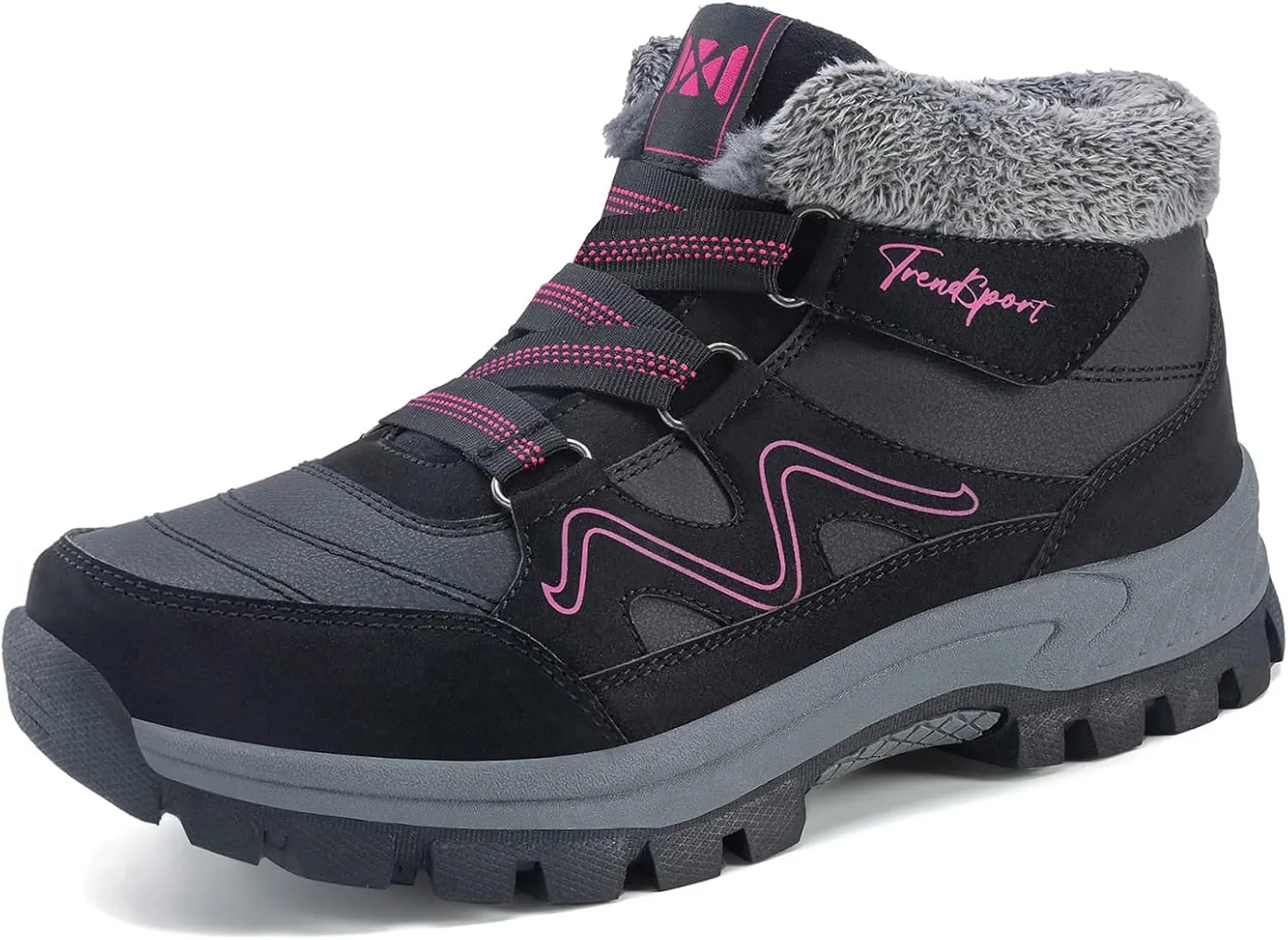 Qiucdzi Womens Winter Snow Boots Warm Fur Lined Anti-Slip Outdoor Ankle Booties Walking Shoes Non-Slip Trekking Shoes