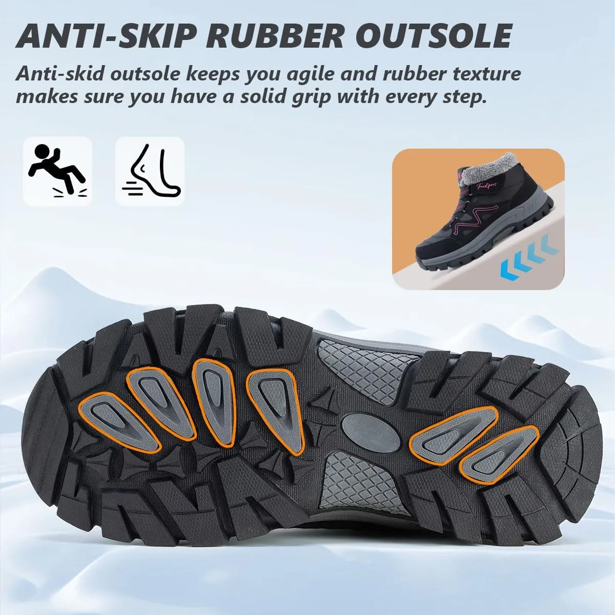 Qiucdzi Womens Winter Snow Boots Warm Fur Lined Anti-Slip Outdoor Ankle Booties Walking Shoes Non-Slip Trekking Shoes