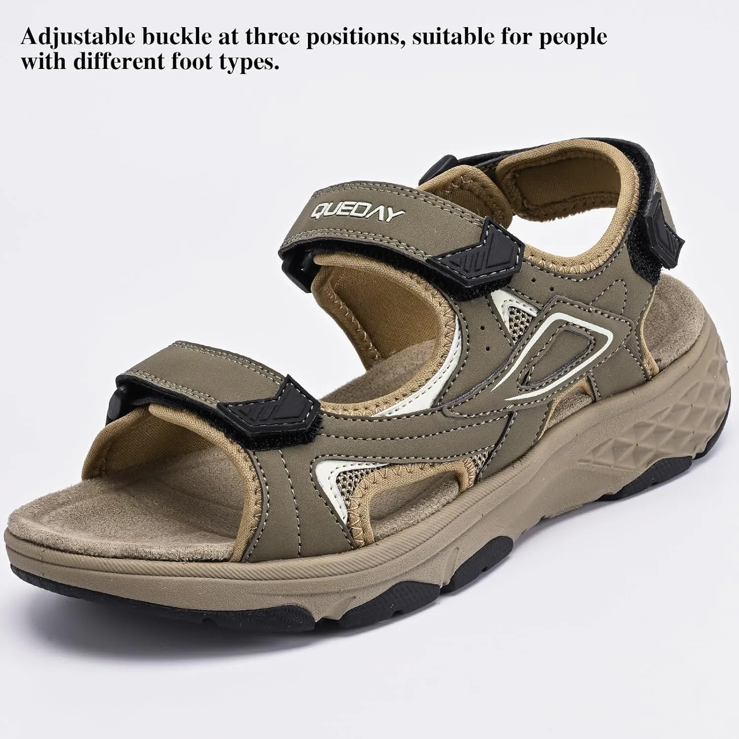 Queday Womens Mens Sport Sandals Outdoor Hiking Sandals with Arch Support Comfortable Athletic Beach Sandals for Travel Walking Trekking Camping