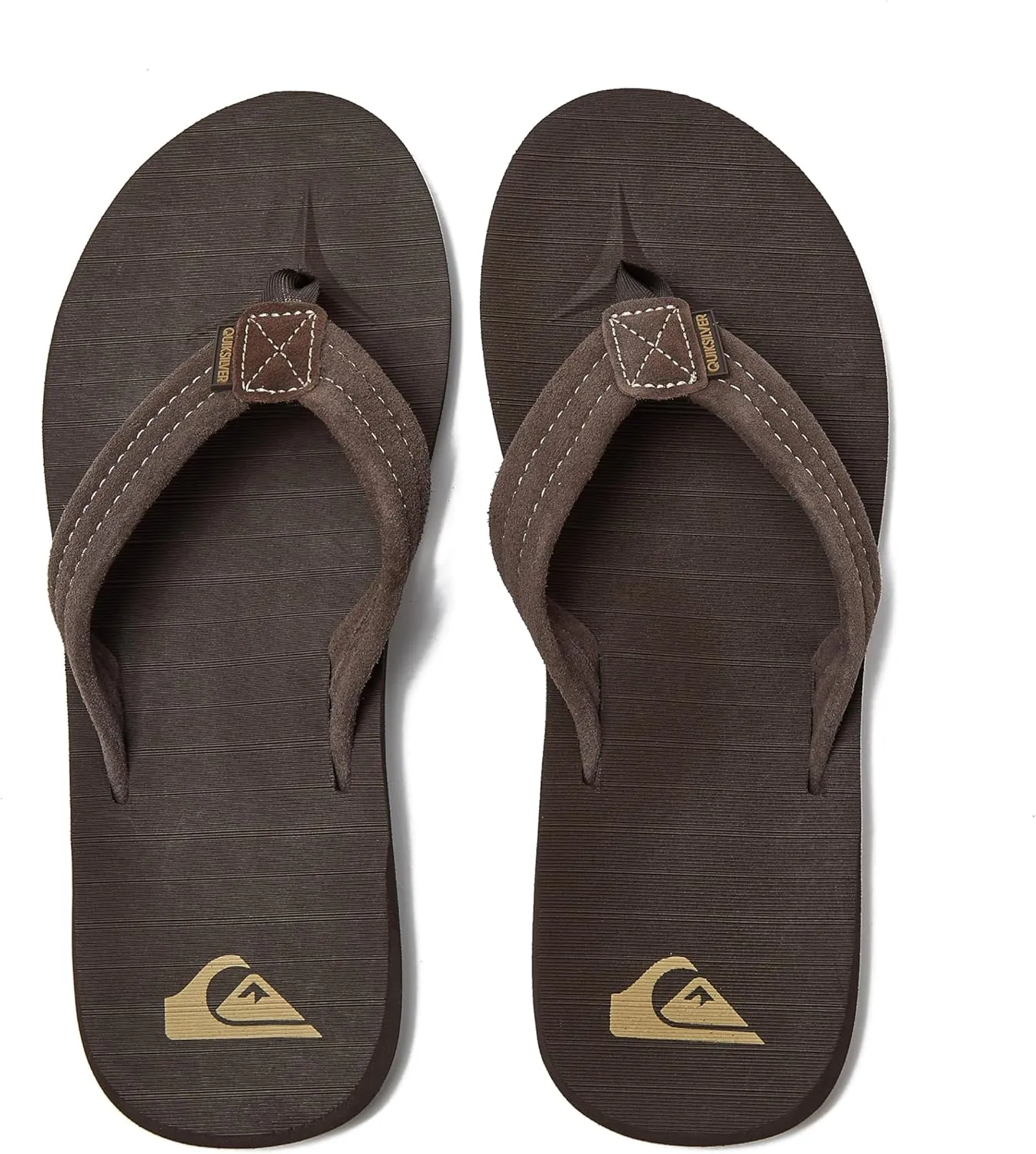 Quiksilver Carver Suede Flip Flops for Men, Arch Support Athletic Mens Sandals, Size 6 to 16 Thong Mens Slides