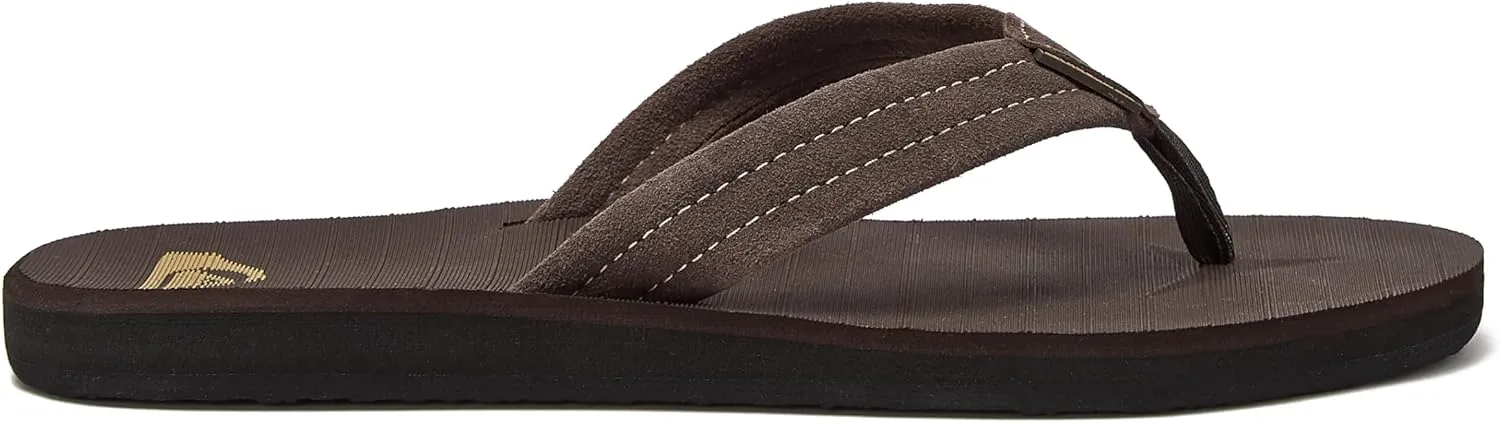 Quiksilver Carver Suede Flip Flops for Men, Arch Support Athletic Mens Sandals, Size 6 to 16 Thong Mens Slides