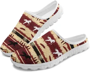Retro Aztec Tribal Womens Walking Mules Sneakers Stylish Memory Foam Barefoot Slip On Teacher Nursing Loafers