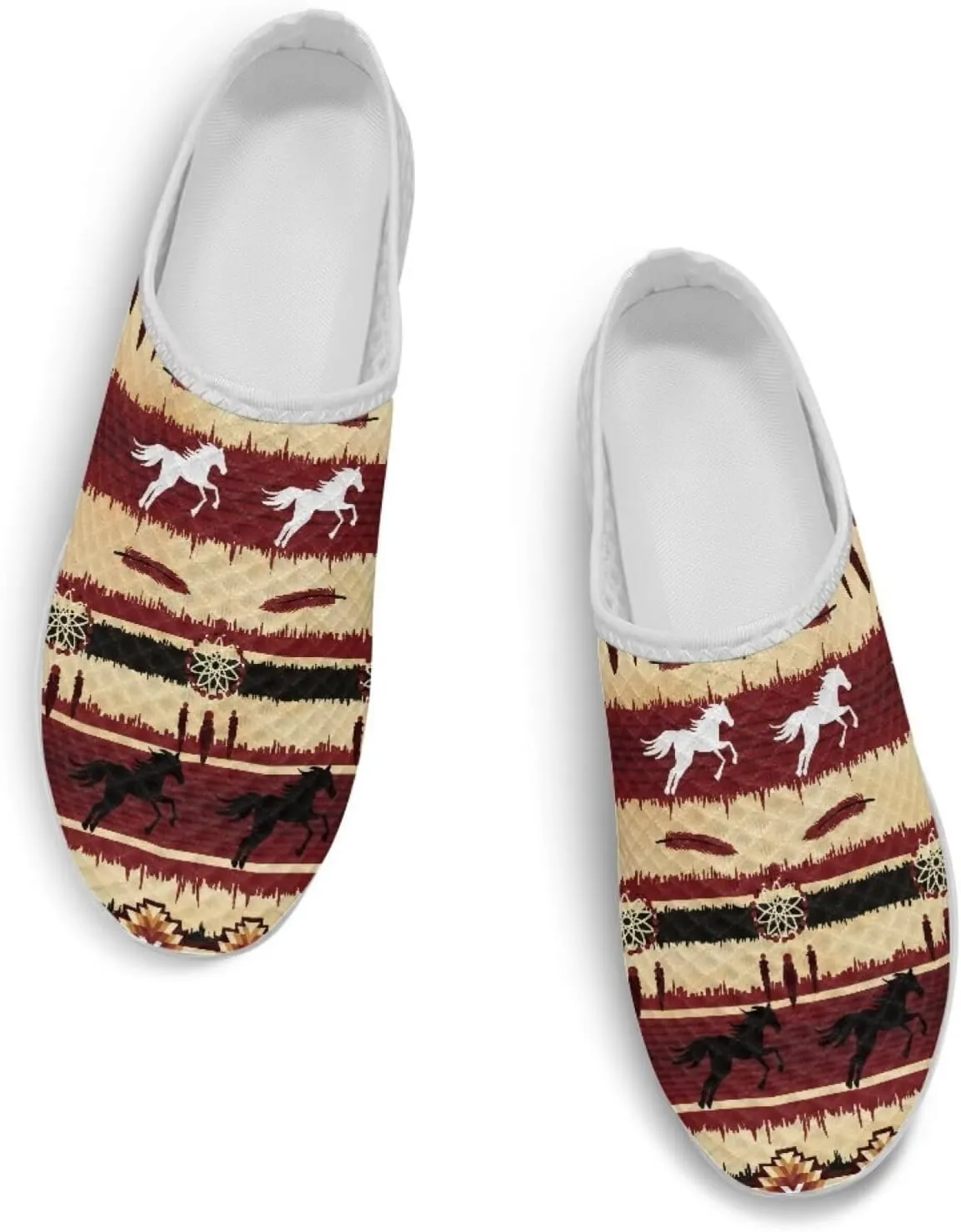 Retro Aztec Tribal Womens Walking Mules Sneakers Stylish Memory Foam Barefoot Slip On Teacher Nursing Loafers