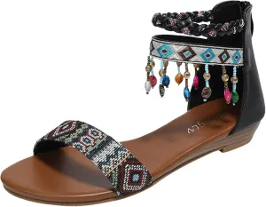 Roorsily Women's Breathable Sandals Fashionable Outdoor Tassel Sandals Bohemian Beach Sandals Banquet Sandals for Women