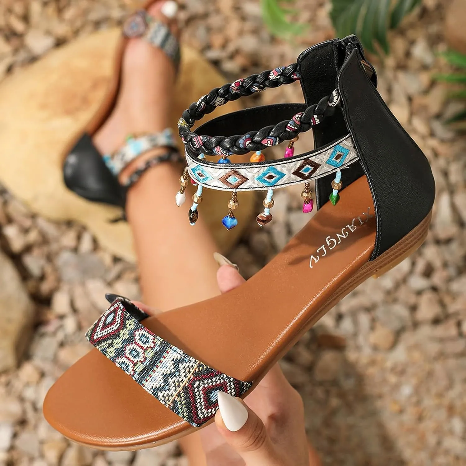 Roorsily Women's Breathable Sandals Fashionable Outdoor Tassel Sandals Bohemian Beach Sandals Banquet Sandals for Women