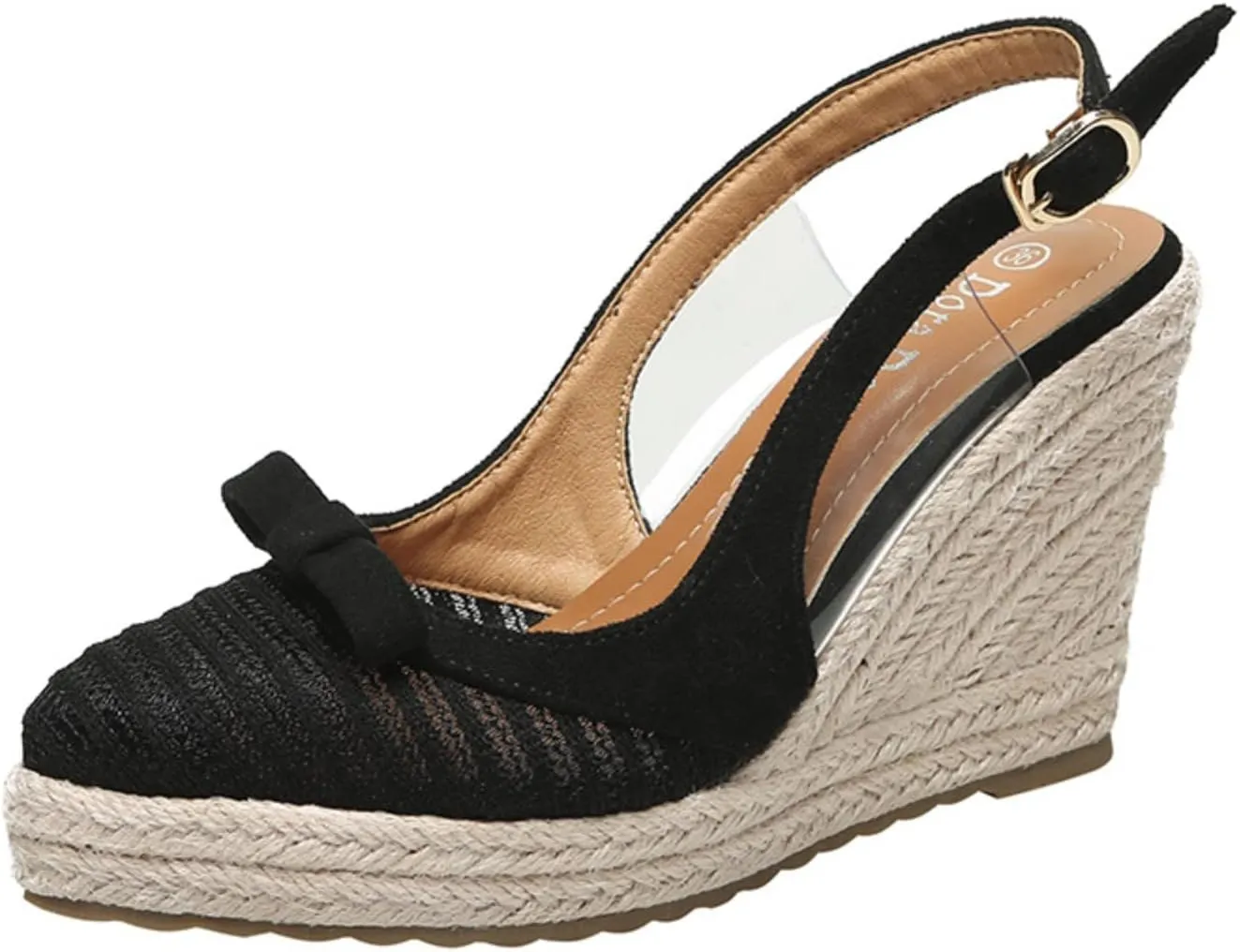 Roorsily Women's Vacation Wedges Sandals 2025 Summer Thick Sole Straw Woven Sandals Espadrilles Close Toe Casual Sandals