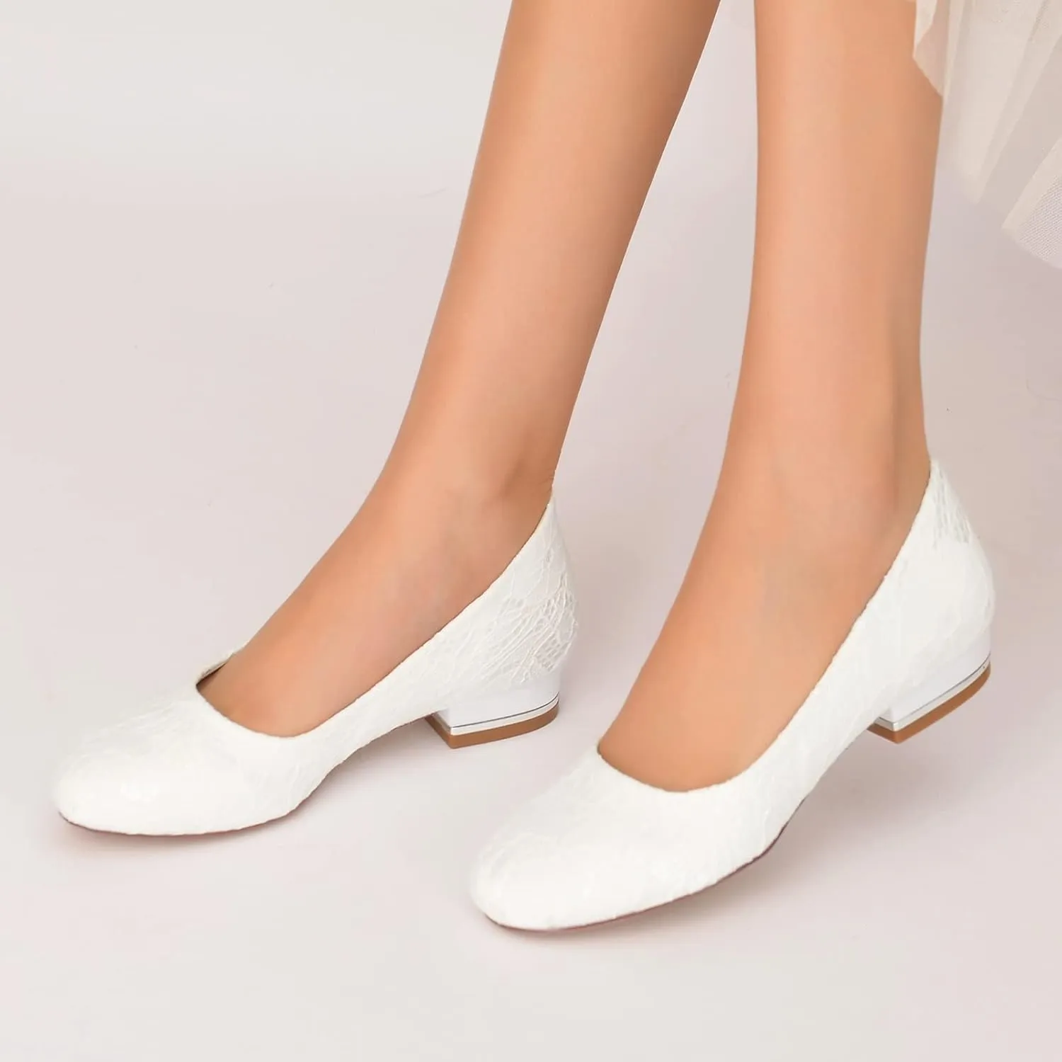 Round Toe Wedding Flats Wedding Shoes Bridal Flats Women Slip on Evening Prom Party Dress Shoes 2.5Cm