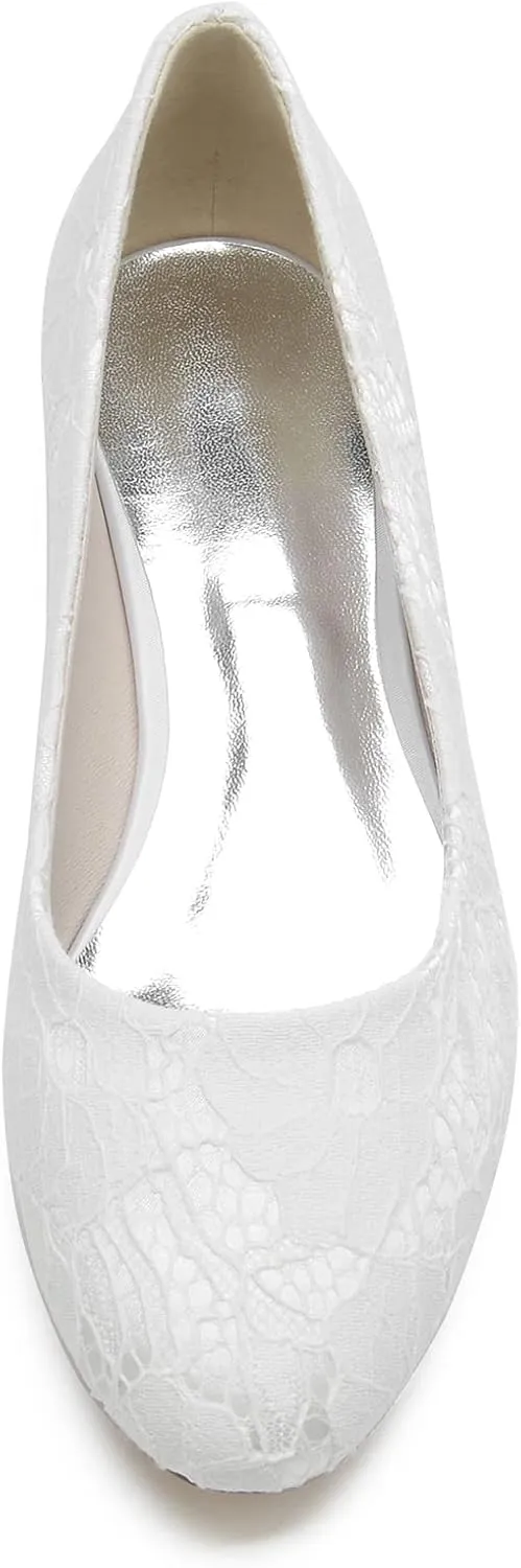Round Toe Wedding Flats Wedding Shoes Bridal Flats Women Slip on Evening Prom Party Dress Shoes 2.5Cm